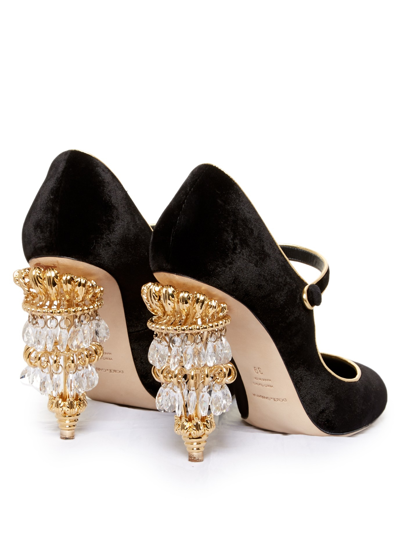 Dolce & Gabbana Chandelierheel Velvet Pumps in Natural Lyst